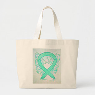 Jade Green Awareness Ribbon Art Custom Tote Bag