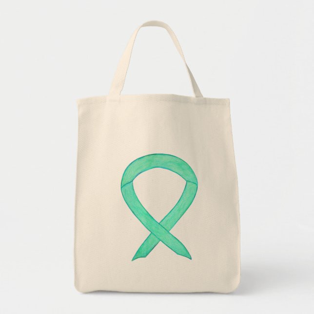 Jade Green Awareness Ribbon Art Custom Tote Bag (Front)