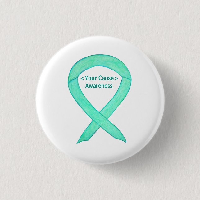 Jade Green Awareness Ribbon Custom Button Pin (Front)