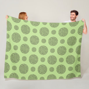 Jade Green Chinese Shou Longevity Character Fleece Blanket