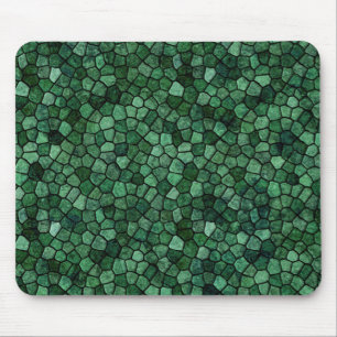 Jade Green Cobbled Patchwork Terrazo Pattern Mouse Mat