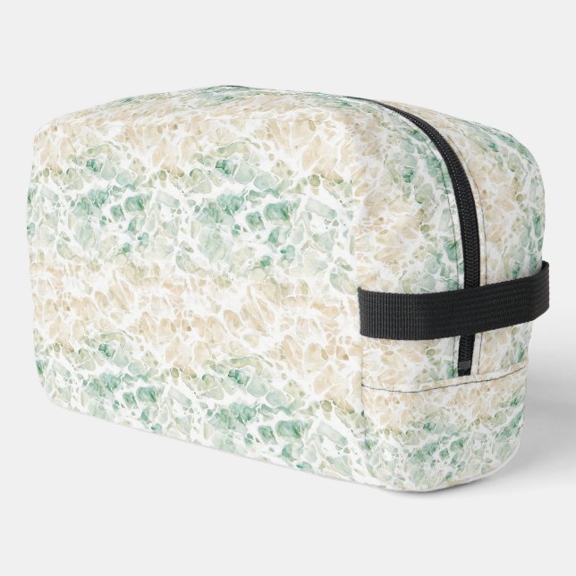 Jade Green Cream Abstract Dopp Kit (Left Corner)