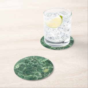 Jade Green Gemstone Pattern Round Paper Coaster