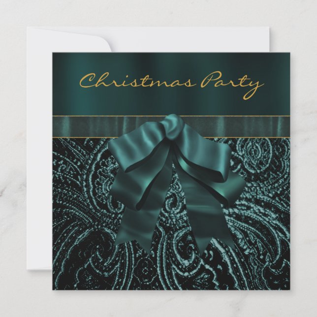 Jade Green Gold Christmas Party Invitation (Front)