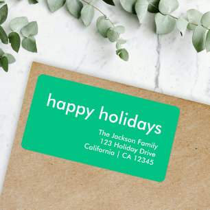Jade Green Minimalist Vibrant Xmas Return Address Label