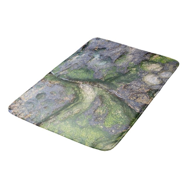 Jade Green Mossy Beach Rocks Toowoon Bay Bath Mat (Angled)
