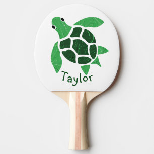 Jade Green Sea Turtle Mosaic with Name Golf Balls Ping Pong Paddle