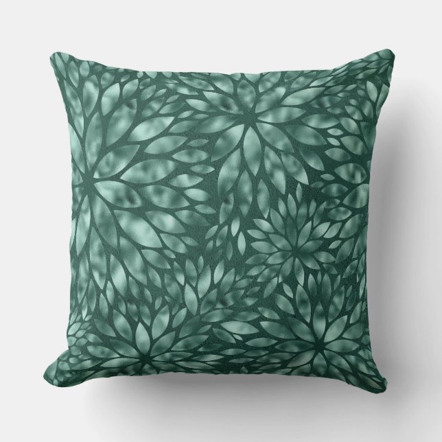 Jade/Green Shimmering Dahlia Pillow (Front)