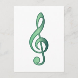 Jade Green Treble Clef Postcard