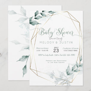 Jade Green Watercolor Couple's  Baby Shower Invitation