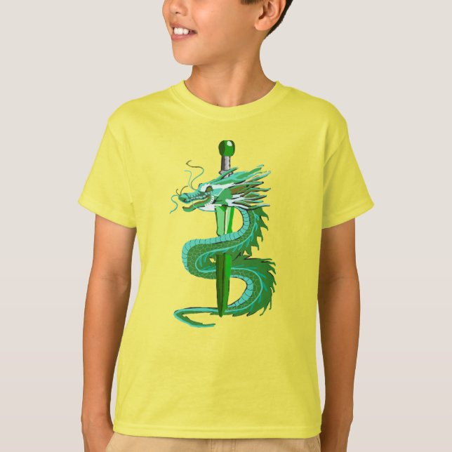 Jade Guardian Dragon Blade T-Shirt (Front)