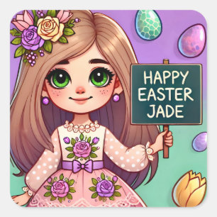JADE ~ HAPPY EASTER ~ Frangipanni~ Square Sticker