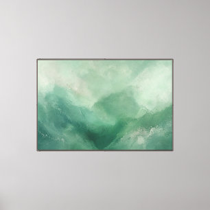 Jade Hollow Soft Green Abstract Canvas Print