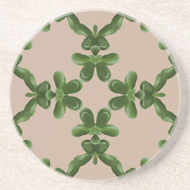 Jade Lattice in Beige Coaster (Front)