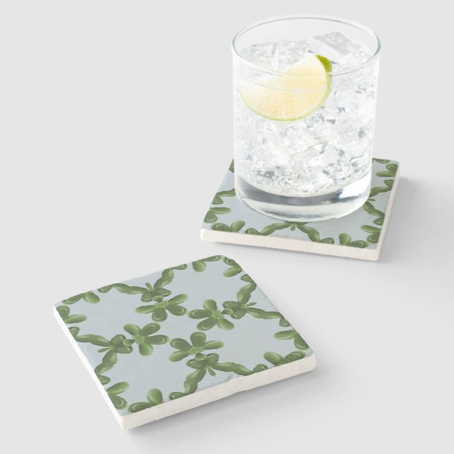Jade Lattice in Clear Water Stone Coaster (Side)
