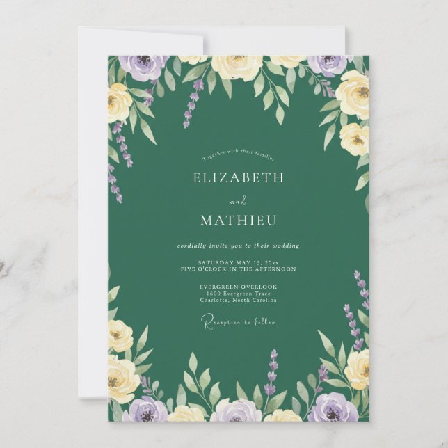 Jade Lilac Bloom Wedding Invitation (Front)