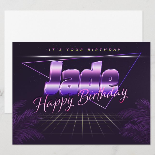Jade Name First name lila retro card Birthday (Front/Back)