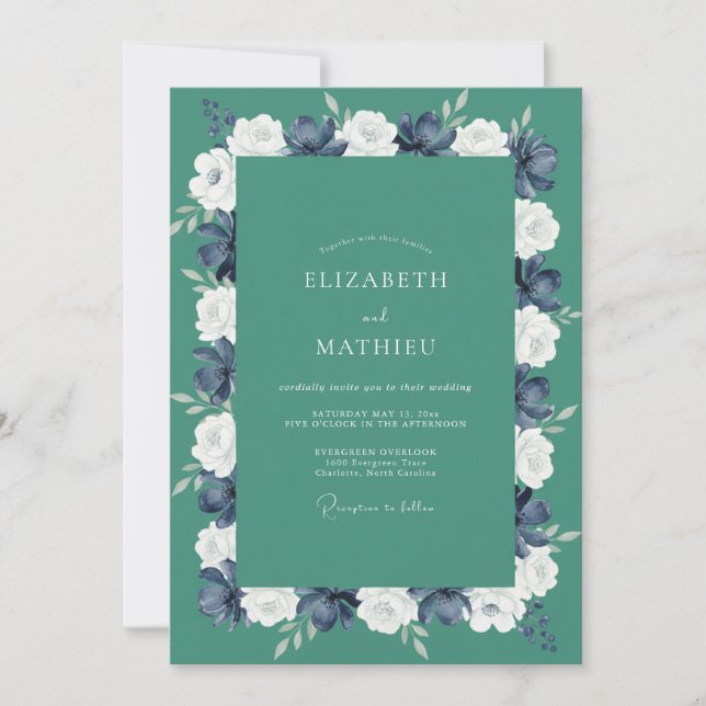 Jade Peony Wedding Invitation (Front)