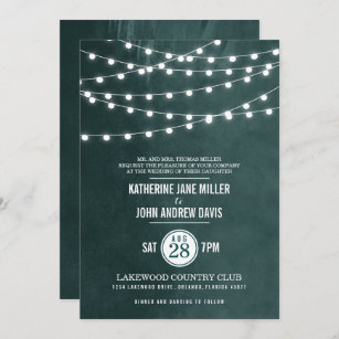 Jade String Lights Wedding Invitation
