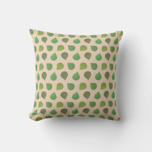 Jade Tree Green Leaves on Beige Cushion