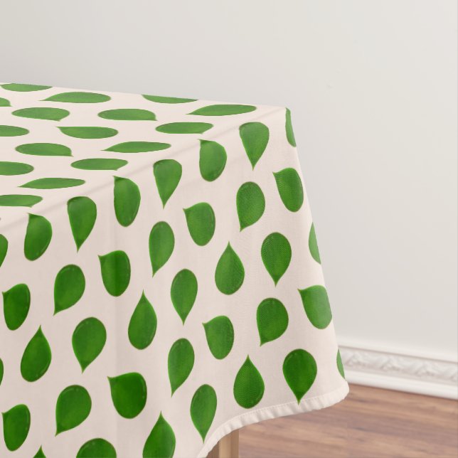 Jade Tree Green Leaves on Light Beige Tablecloth (In Situ)