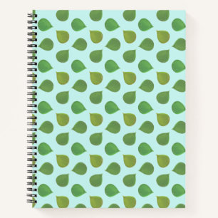 Jade Tree Green Leaves on Light Blue Notebook