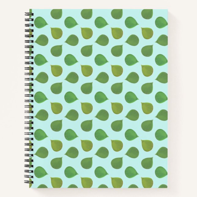 Jade Tree Green Leaves on Light Blue Notebook (Front)