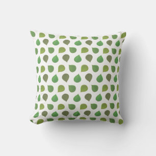 Jade Tree Green Leaves on White Cushion