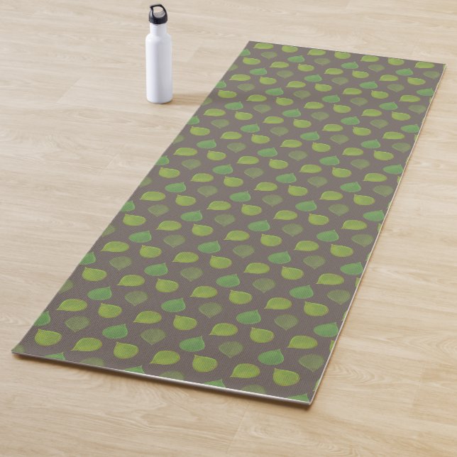 Jade Tree Leaves on Brown Yoga Mat (In Situ)