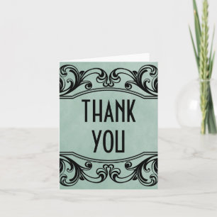 Jade Vintage Swirls Thank You Card