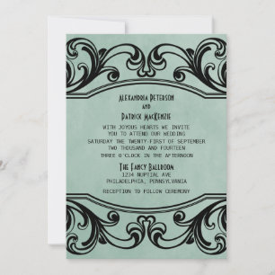 Jade Vintage Swirls Wedding Invite