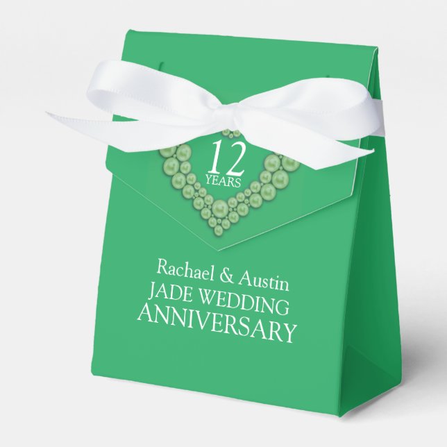 Jade wedding heart 12 years thank you favour box (Front Side)