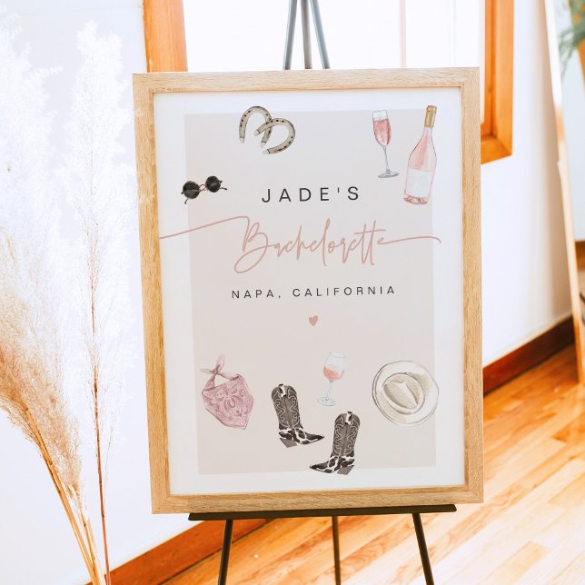 JADE Wine Cowgirl Country Bachelorette Itinerary Poster (Creator Uploaded)