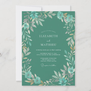 Jade Wreath Wedding Invitation
