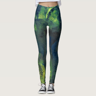Jaded Lover 1 Deep Green Abstract Leggings