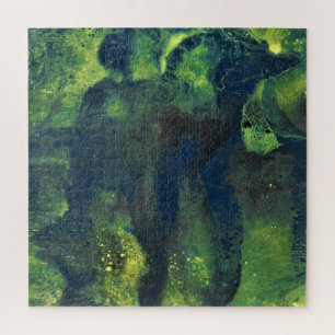 Jaded Lover 1 Deep Green Abstract Puzzle