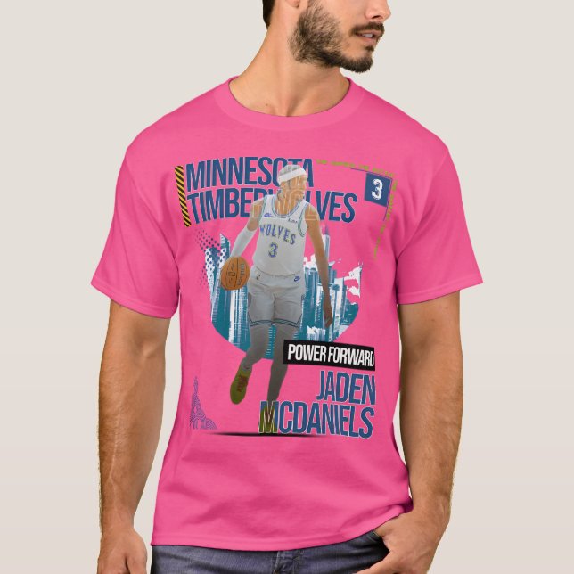 Jaden Mcdaniels Basketball Art Timberwolve 1 T-Shirt (Front)