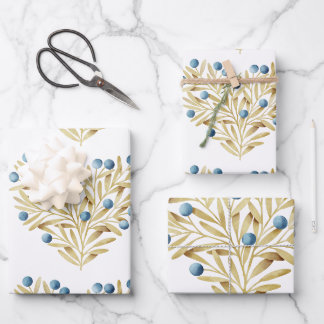J'adore. Adore Fall. Fall leaves and blue berries Wrapping Paper Sheet