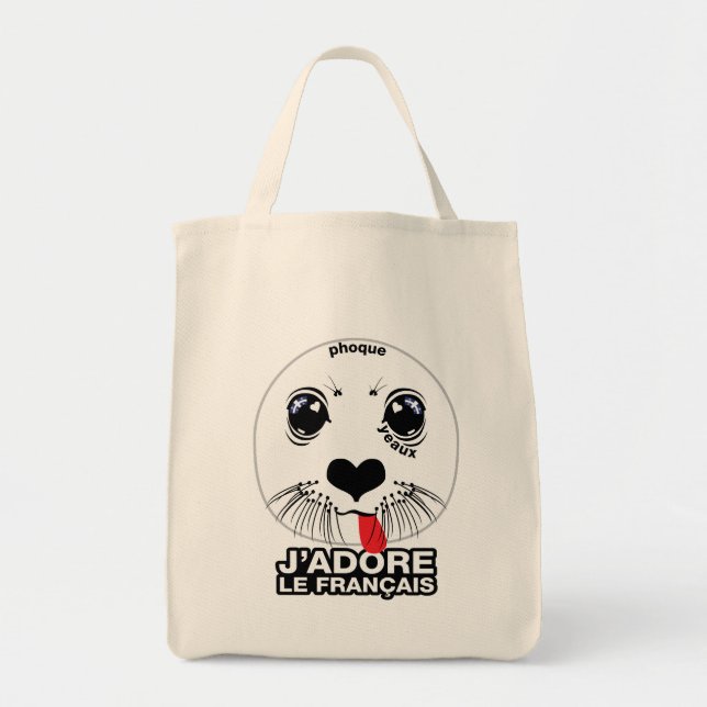 J'adore le français (I LOVE FRENCH) [Québécois] Tote Bag (Front)