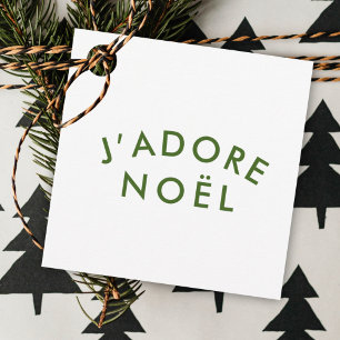 J'adore Noel   Christmas Minimalist Green White Favour Tags