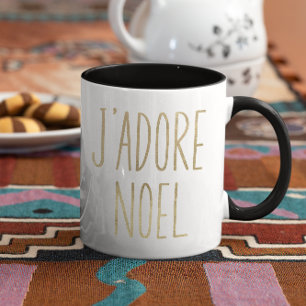 J'adore Noel Gold And Black Minimalist Christmas Mug