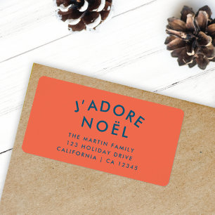 J'adore Noel Modern Christmas Return Address Label