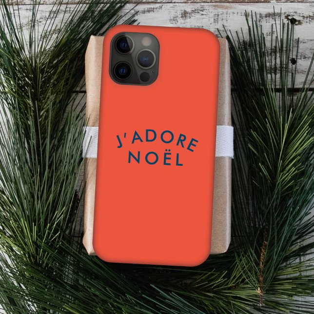 J'adore Noel | Modern Love Christmas Red and Navy Case-Mate iPhone Case (Creator Uploaded)