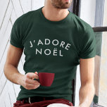 J'adore Noel | Modern Love Christmas Trendy Xmas T-Shirt<br><div class="desc">Simple,  stylish J'adore Noel" quote art mens t-shirt with modern,  minimalist typography in white in a trendy festive style. The quote translates to "I love christmas" in French. The perfect gift or accessory for the xmas season!</div>