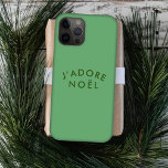 J'adore Noel | Modern Minimalist Love Xmas Green iPhone 15 Case<br><div class="desc">Simple,  stylish J'adore Noel" quote art holiday phone case with modern,  minimalist typography in forest green on a sage green background in a trendy festive style. The quote translates to "I love christmas" in French. The perfect gift or accessory for the xmas season!</div>