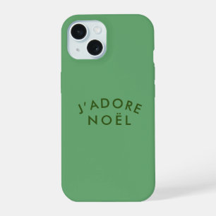 J'adore Noel Modern Minimalist Love Xmas Green iPhone 15 Case