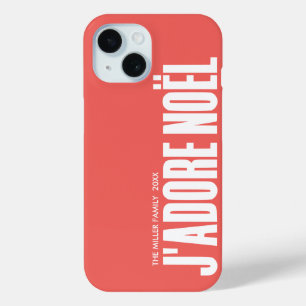 J'adore Noel Typography Christmas Custom Name iPhone 15 Case