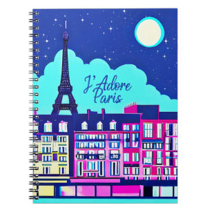 J'adore Paris - Fantasy Paris Under a Full Moon   Notebook