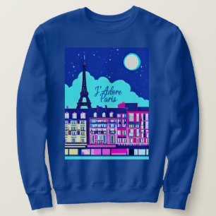 J'adore Paris - Fantasy Paris Under a Full Moon Sweatshirt