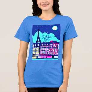 J'adore Paris - Fantasy Paris Under a Full Moon Tri-Blend Shirt